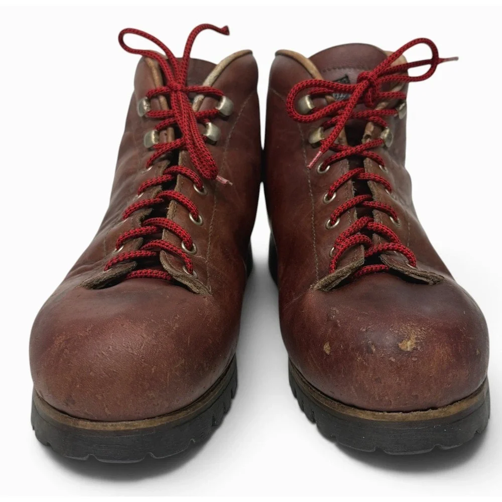 Vintage Vasque Highlander Boots Mens 11.5 Brown Red Hiking Outdoor Leather Italy